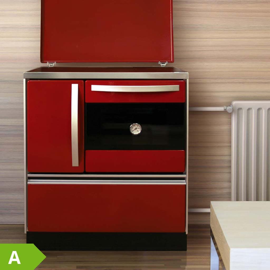 Elida WF - Kaminofen wasserführend - 11 kW - Braun  -  Backröhre & Rohrabgang links