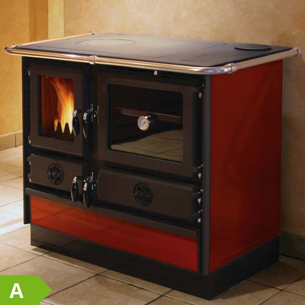 Küchenherd Hedwig 9kW - ROT  -  Backröhre & Rohrabgang rechts