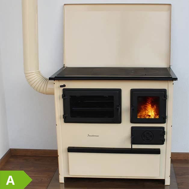 Küchenhexe Bertha 7 kW - Braun  -  Backröhre & Rohrabgang rechts