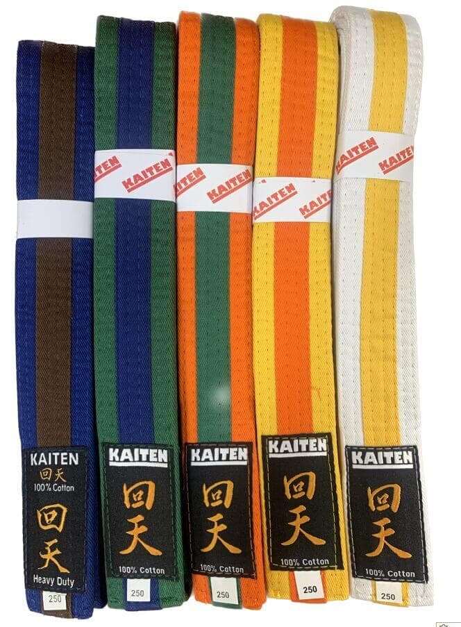 Ceintures Bicolore Kaiten 100% coton Habituellement expédié sous 10 à 20 jours En stock Jaune/Orange 230 cm