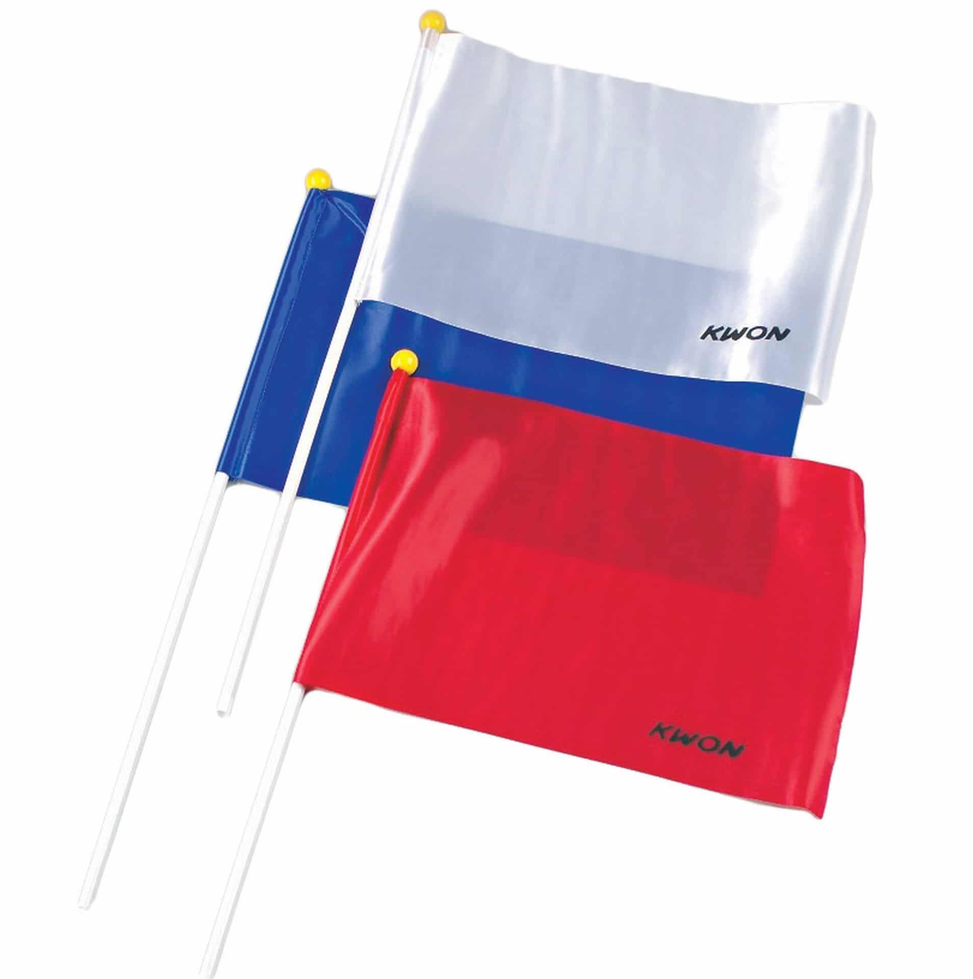 Drapeau arbitrage Kwon avec manche en bois