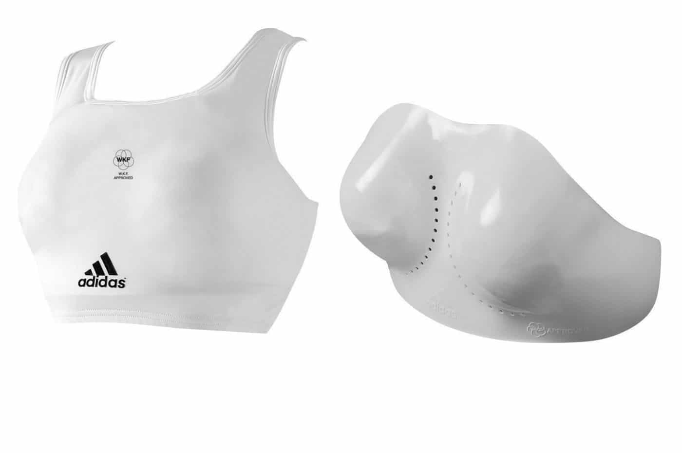 Plastron Karate féminin ADIDAS - amovible - WKF En stock Habituellement expédié sous 10 à 20 jours L