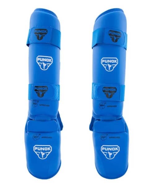Protège tibia et pieds de Karate Punok - bleu ou rouge - WKF