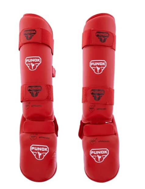 Protège tibia et pieds de Karate Punok - bleu ou rouge - WKF