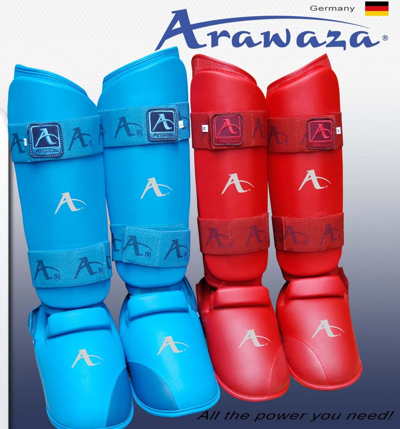 Protèges tibia Karate ARAWAZA - bleu ou rouge Habituellement expédié sous 10 à 20 jours En stock XL Bleu