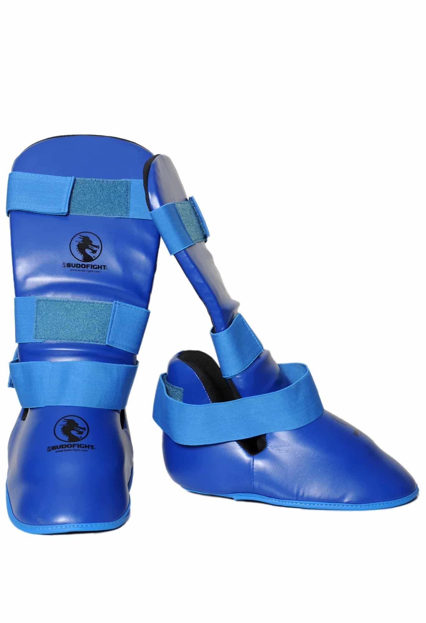 Protèges Tibias et Pieds de Karate Contact - Budo-Fight - bleu ou rouge
