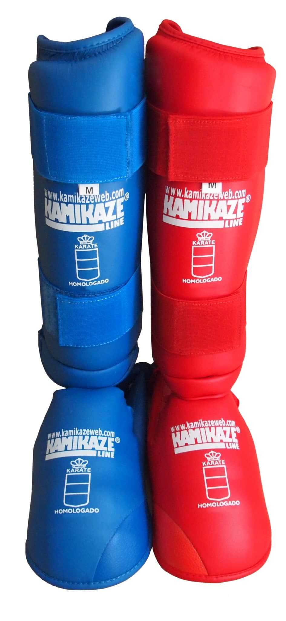 Protèges Tibias et Pieds KAMIKAZE - bleu ou rouge - WKF APPROVED