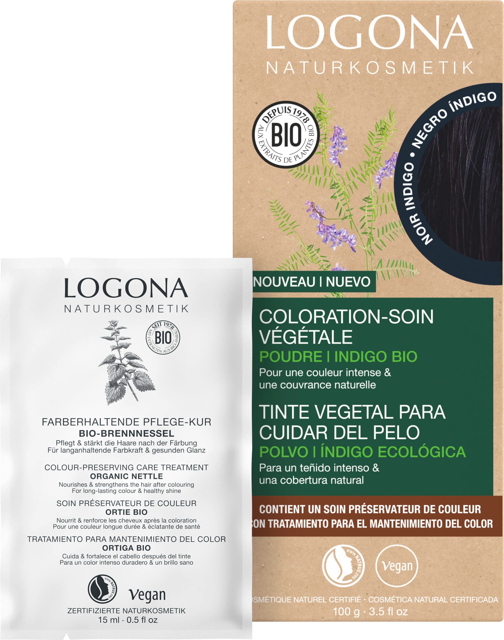 Coloration-soin végétale noir indigo - LOGONA