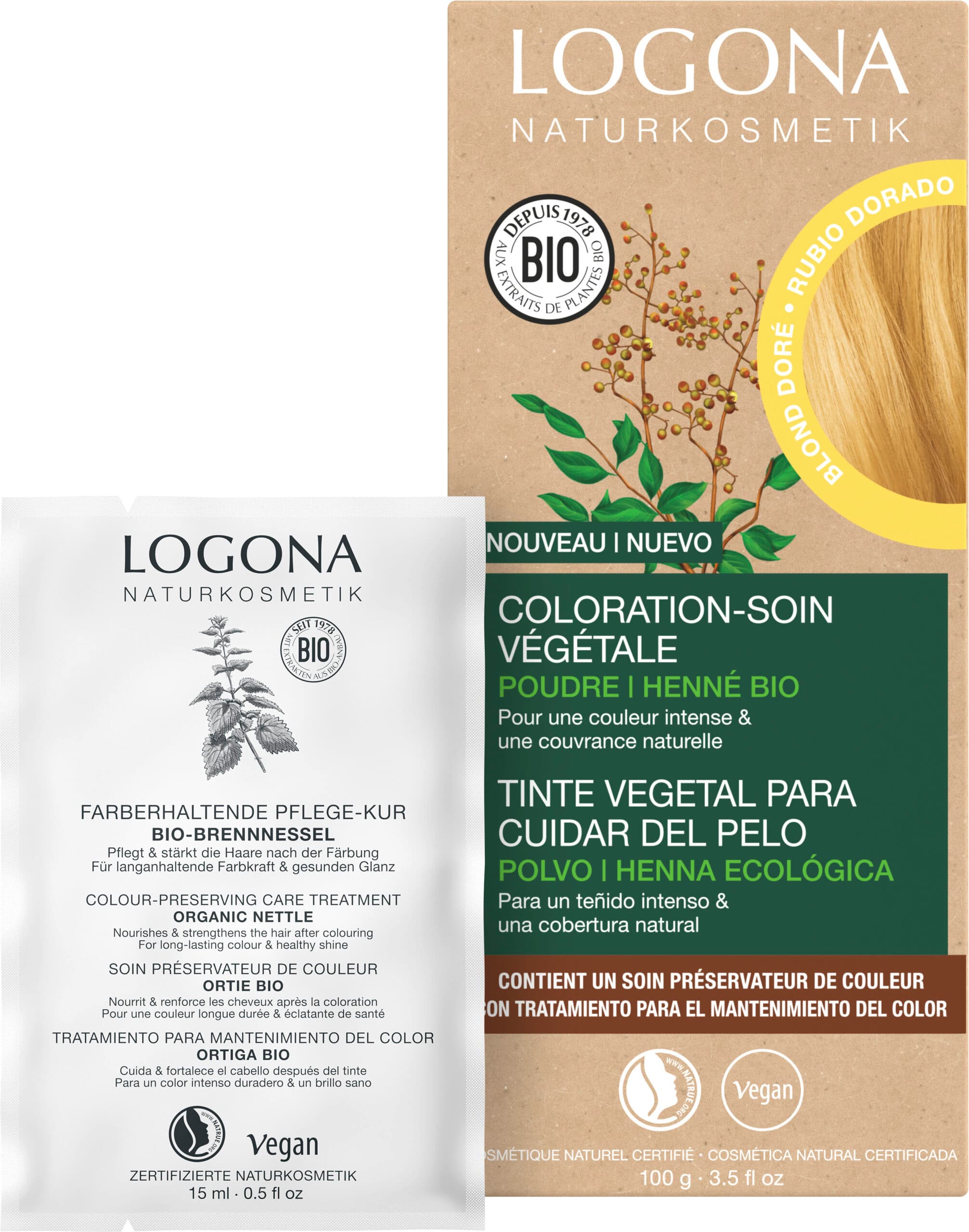 Coloration-soin végétale blond doré - LOGONA