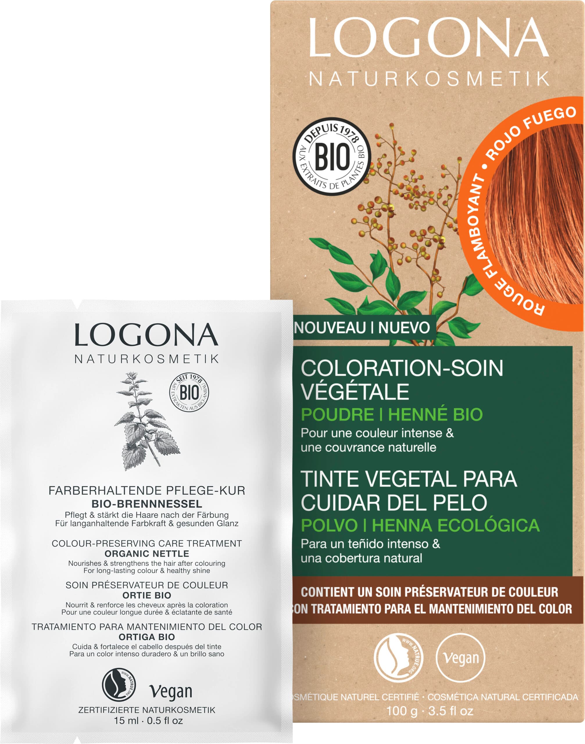 Coloration-soin végétale rouge flamboyant - LOGONA