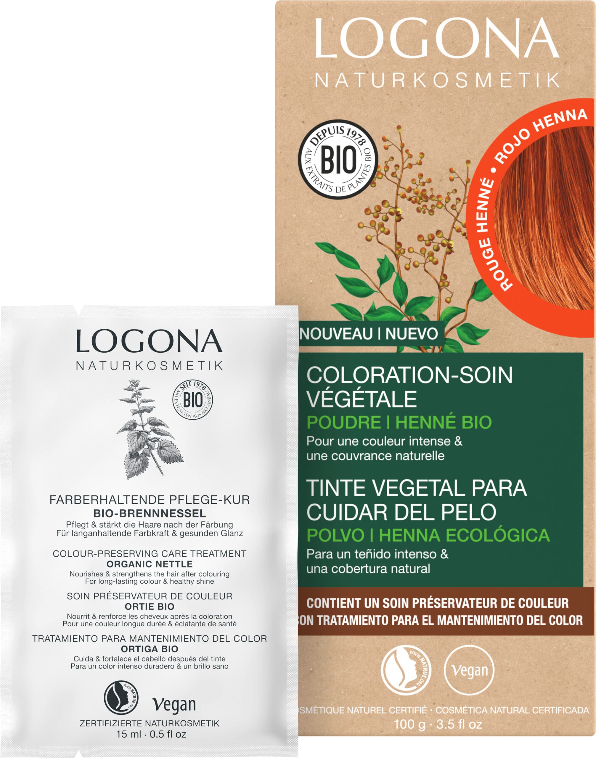 Coloration-soin végétale rouge henné - LOGONA