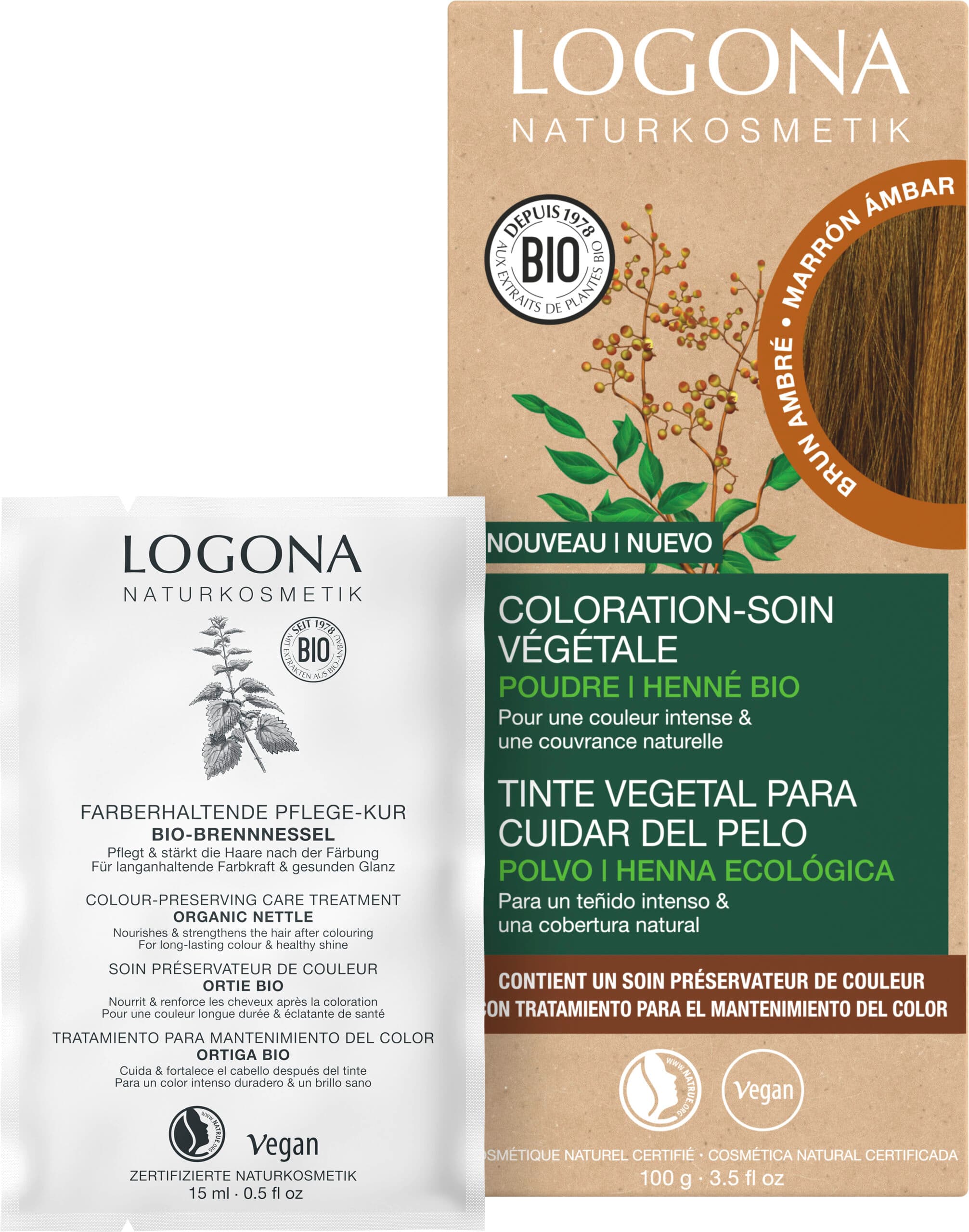 Coloration-soin végétale brun ambré - LOGONA