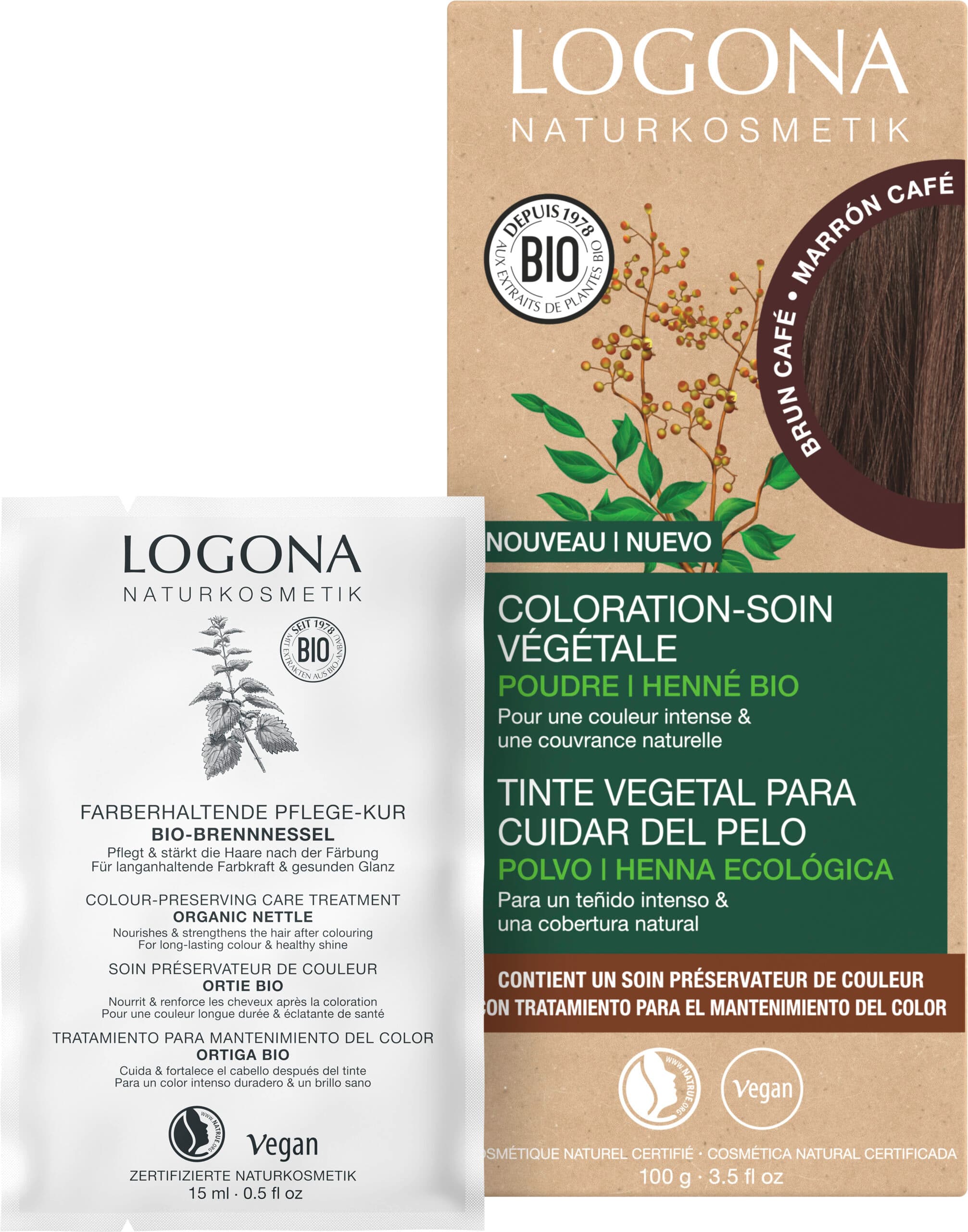 Coloration-soin végétale brun café - LOGONA