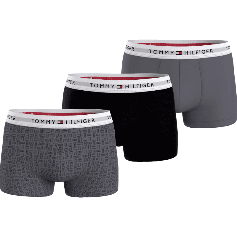 Boxer Pack x3 Homme Tommy Hilfiger TRUNK PRINT L GRID FLAG/BLACK/FOSSIL GREY