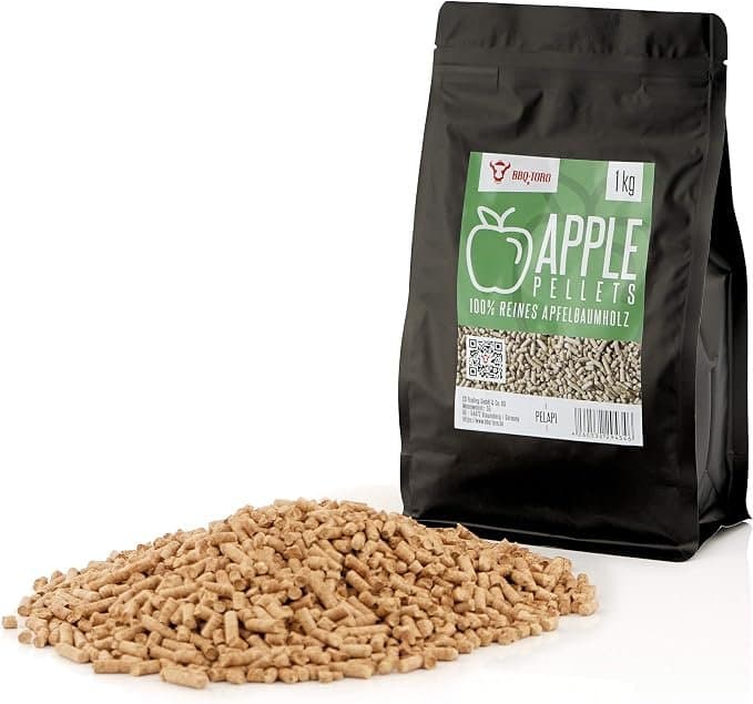 BBQ-Toro Pellet di legno di melo 100% Pellet di albero di melo per barbecue, affumicatori, forni per pizza o sistemi di riscaldamento | 1 kg | Pellet 