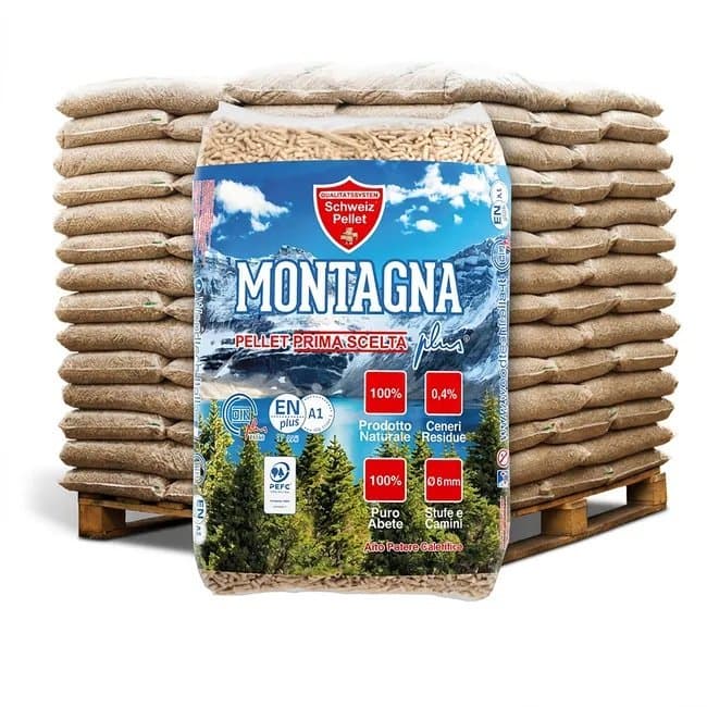 Bancale 1050 kg pellet montagna in abete enplus a1, 70 sacchi da 15 kg