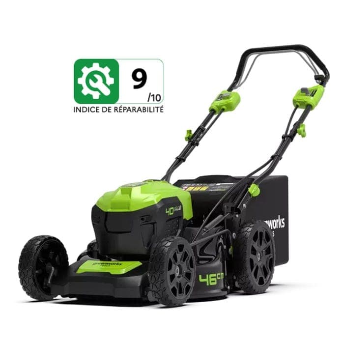 Tondeuse tractée à batterie carter acier 46cm 40V 4Ah - GREENWORKS