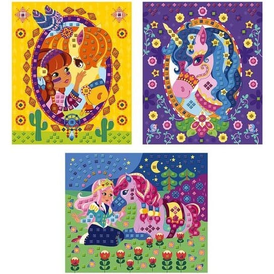 Janod Mosaïque pour enfant Poneys et Licornes Les ateliers du calme