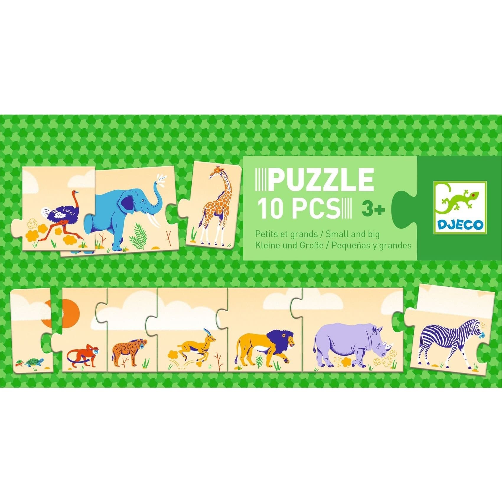 Djeco Puzzle du plus Petit au plus Grand Animaux Savane 10 pièces