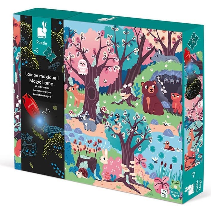 Janod Puzzle magique phosphorescent 24 pièces La forêt