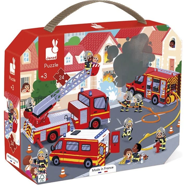 Janod Puzzle 24 pièces valisette Pompiers
