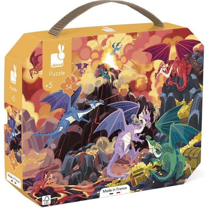 Janod Puzzle valisette Terre de Dragons 54 Pièces