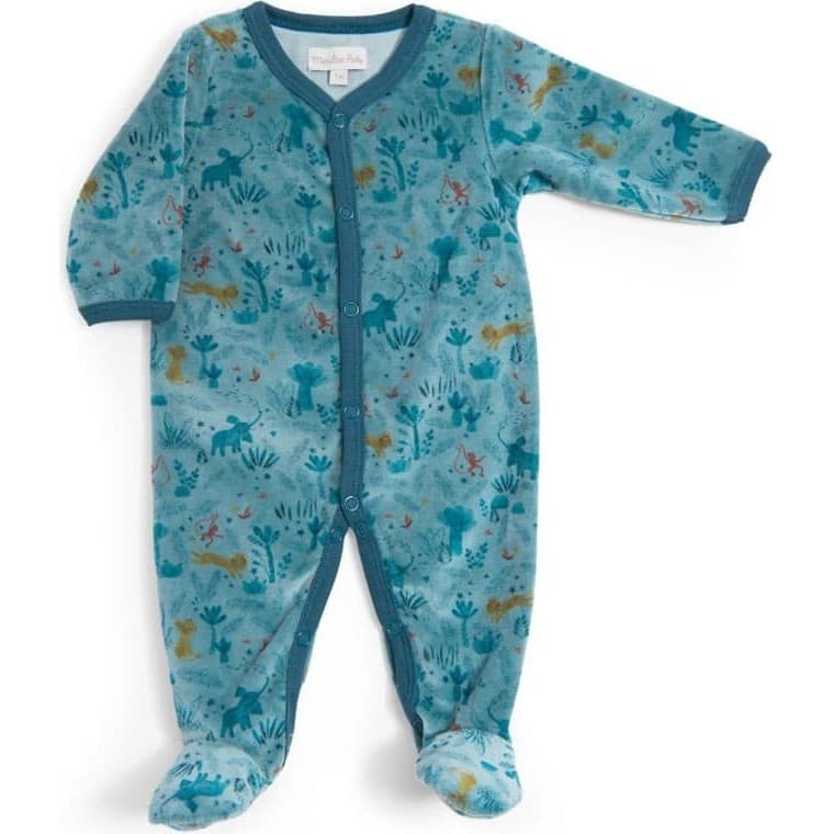 Moulin Roty Pyjama 6 mois velours bleu nuit Sous mon baobab