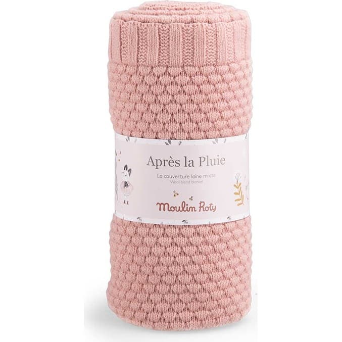 Moulin Roty Couverture en laine tricotée Après la pluie