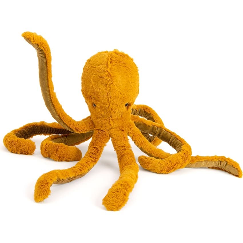 Moulin Roty Petite peluche Poulpe jaune Tout autour du monde