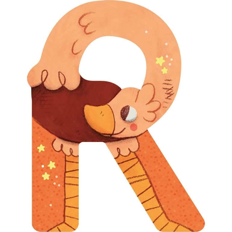 Moulin Roty Lettre R orange en bois