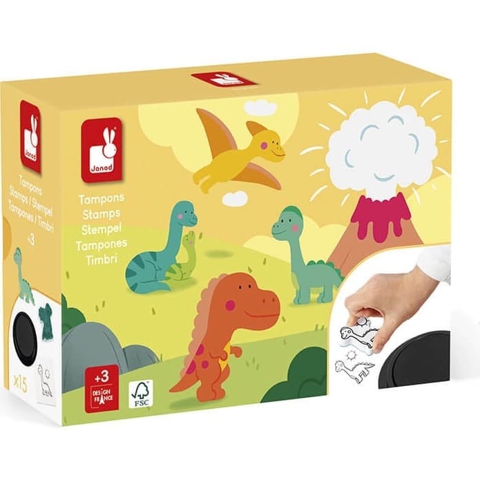 Janod Coffret 15 tampons dinosaures Stampinoo