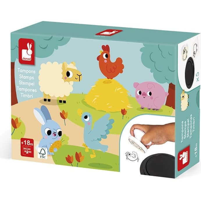 Janod Coffret 5 tampons Baby ferme Stampinoo