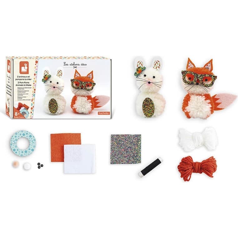 Janod Kit créatif Pompons 2 Petits Animaux