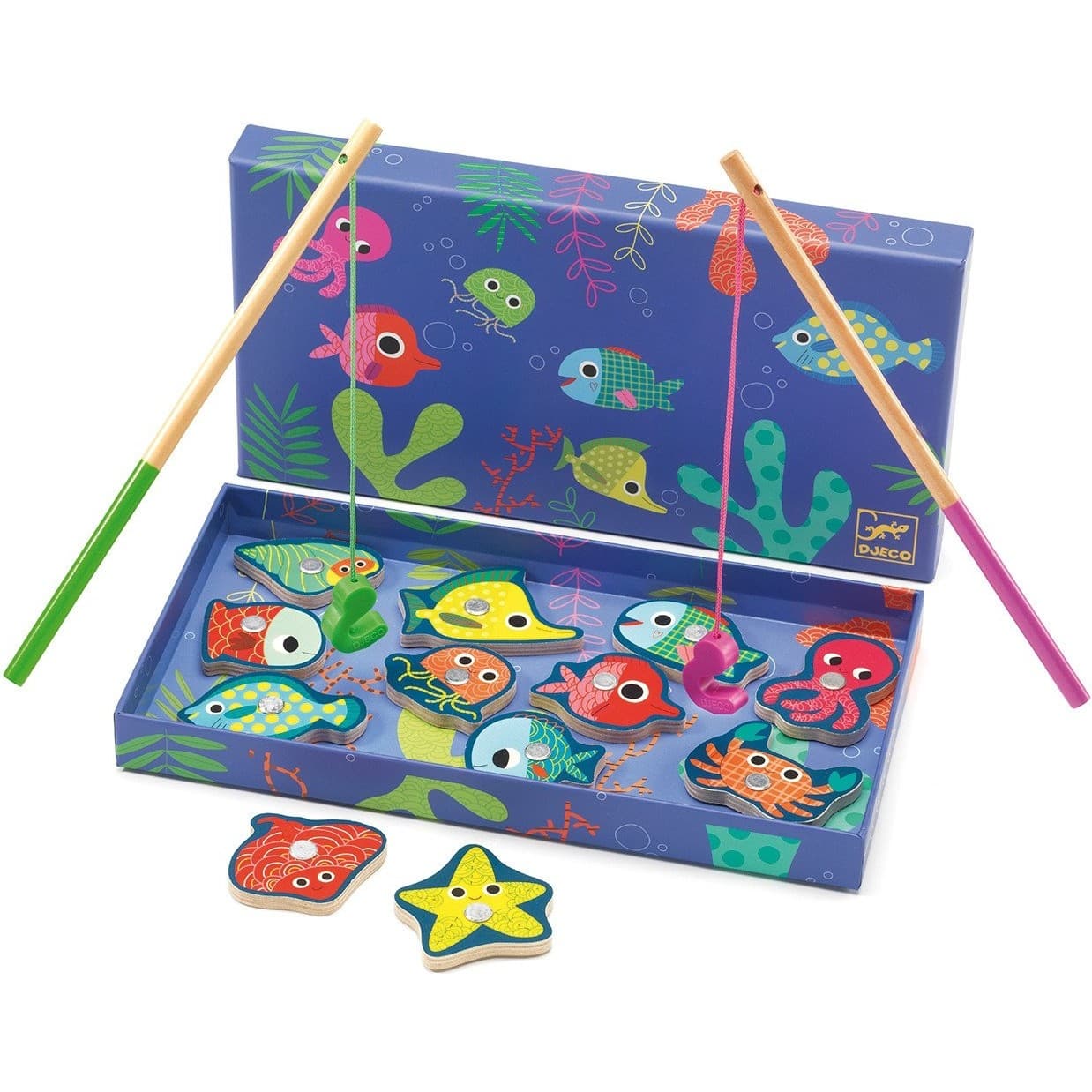 Djeco Jeu de pêche à la ligne magnétique Fishing colour