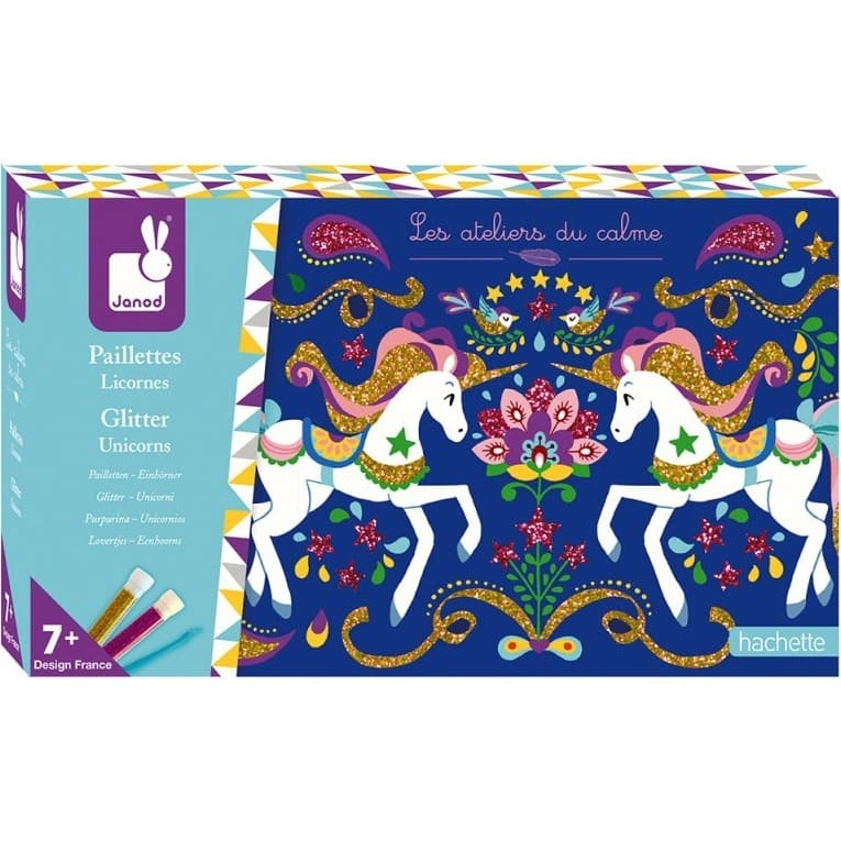 Janod Les ateliers du calme Kit Créatif Paillettes Licornes