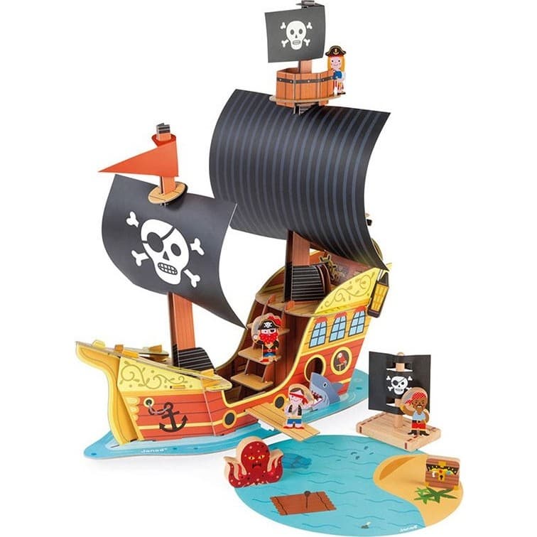 Janod Bateau Pirates Story carton et bois
