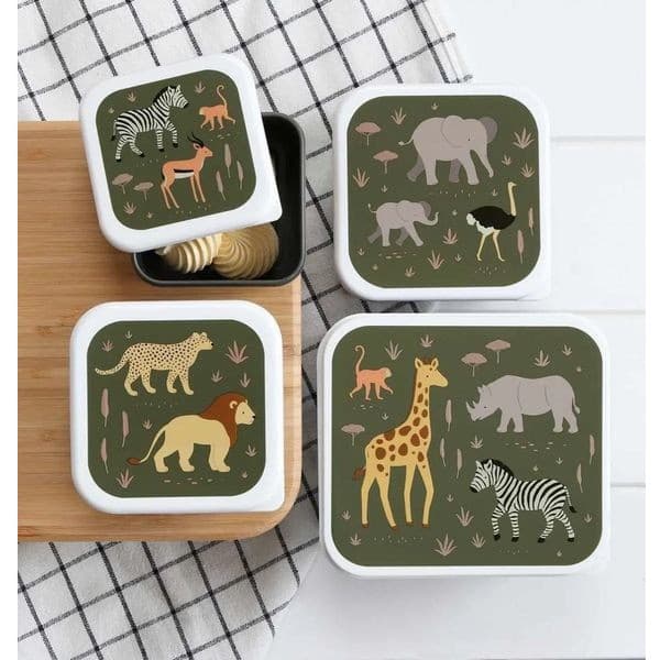 A Little Lovely Company 4 boites à goûter assorties Savane