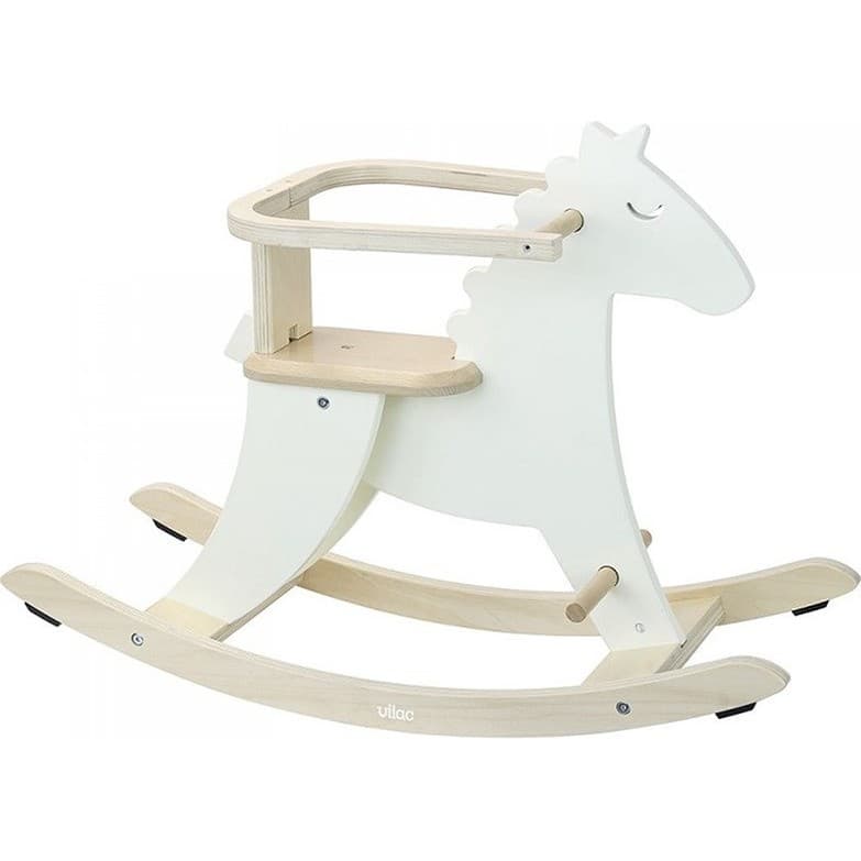 Vilac Cheval à bascule en bois avec arceau Hudada Ivoire