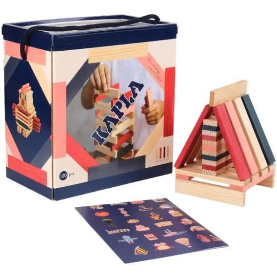 Kapla Baril 120 planchettes bleu, rose, rouge