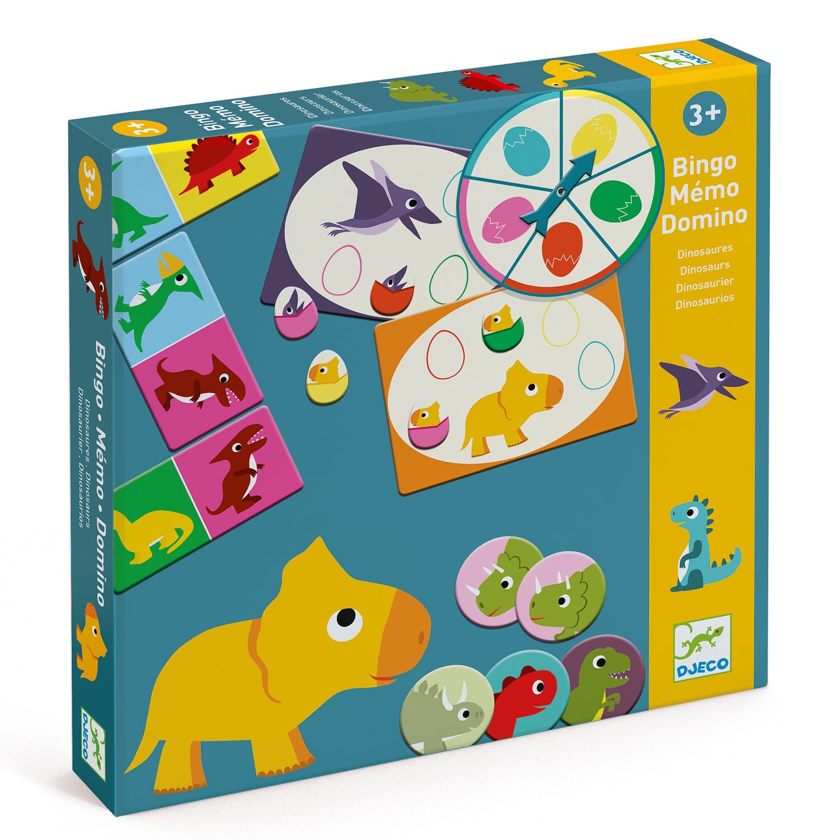 Djeco Jeu éducatif Bingo Memo Domino Dinosaures