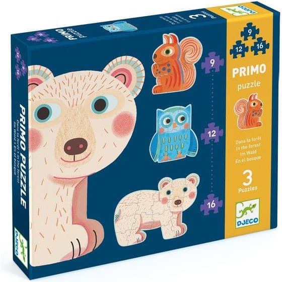 Djeco Puzzles primo 3 ans Dans la forêt de 9 à 16 pièces