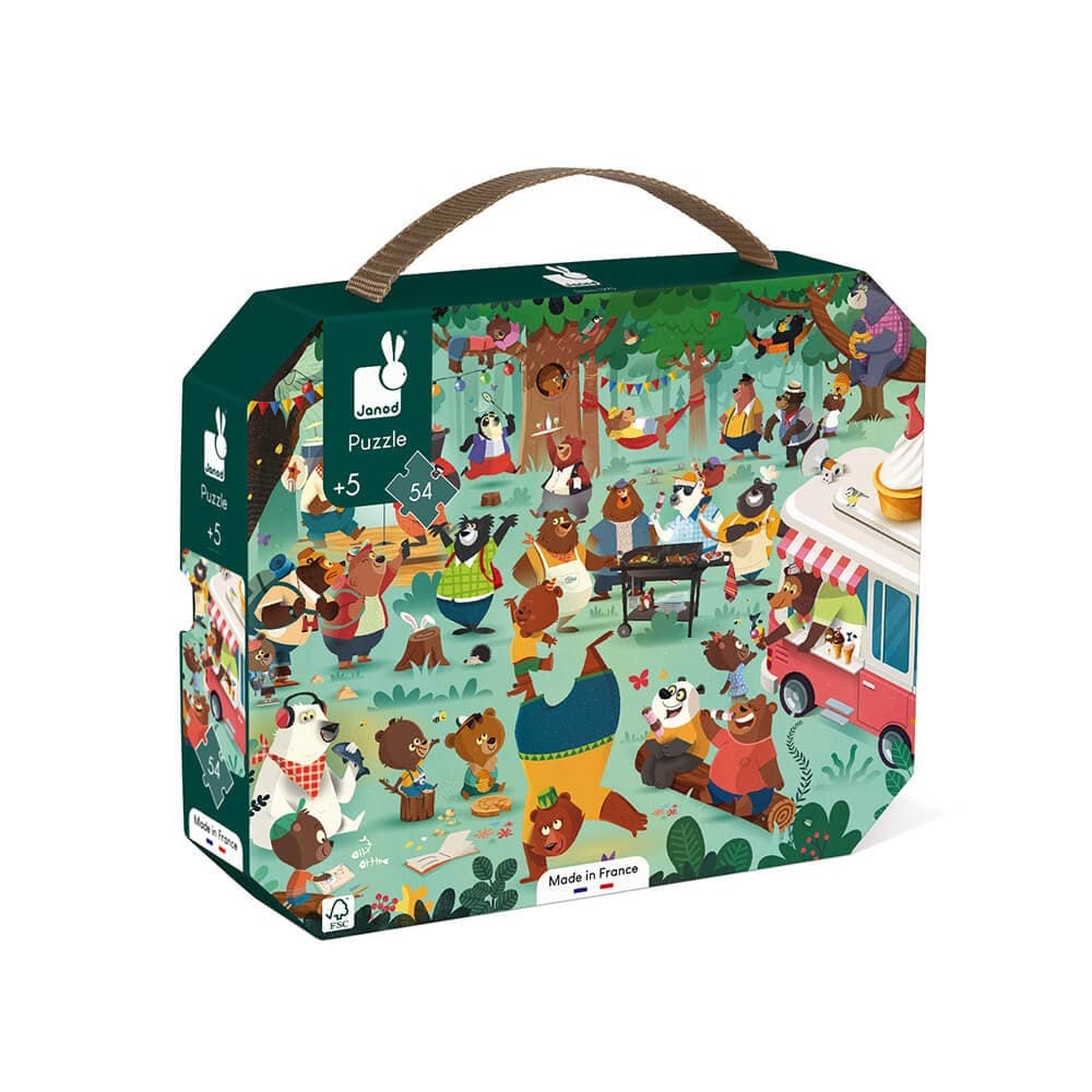 Janod Puzzle La cousinade des ours 54 pièces & valisette de