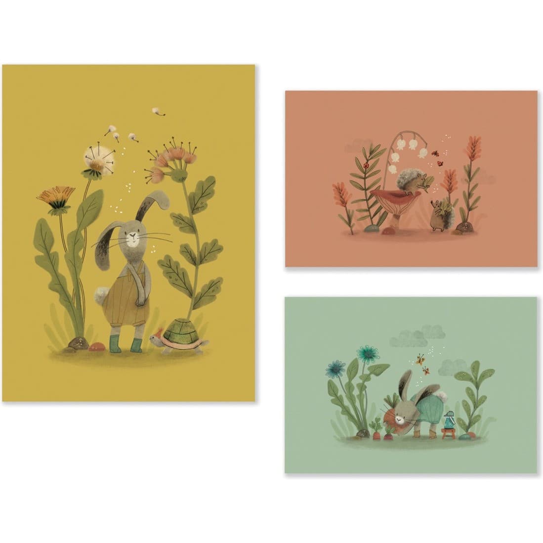 Moulin Roty Set de 3 affiches Trois petits lapins
