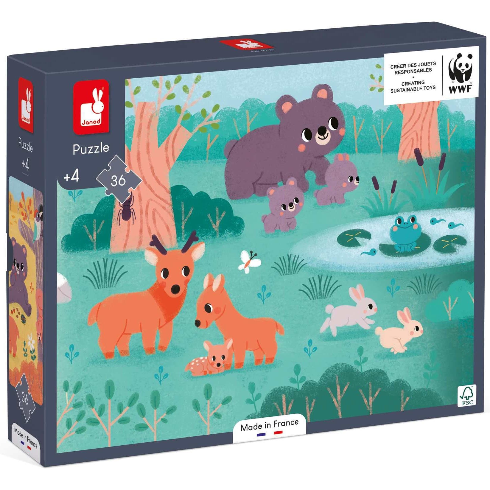Janod Puzzle Panoramique 4 Saisons 36 pièces Partenariat Wwf®