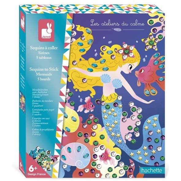 Janod Coffret Créatif Sequins à Coller Sirènes