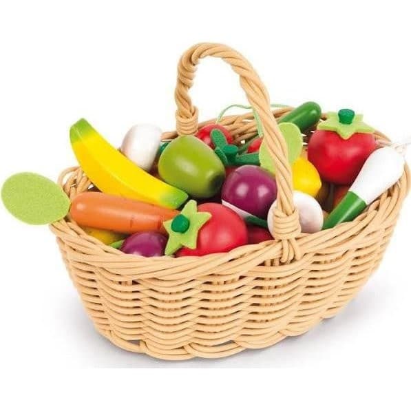 Janod Panier de 24 fruits Et légumes en bois