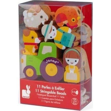Janod Perles en bois à enfiler La ferme