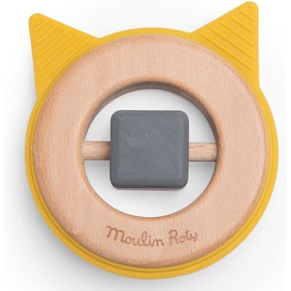 Moulin Roty Hochet anneau de dentition chat Les Moustaches