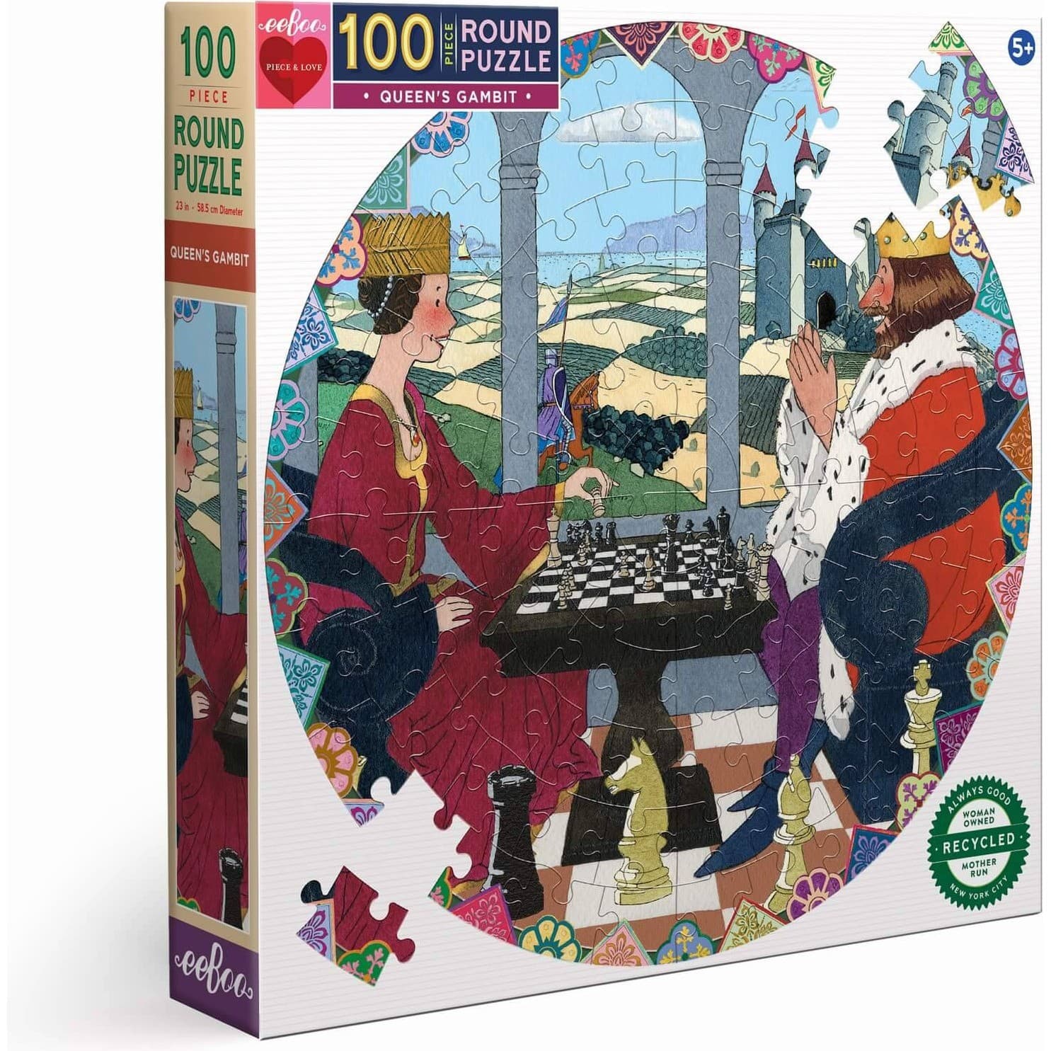 Eeboo Puzzle Rond Gambit de la Reine 100 pièces
