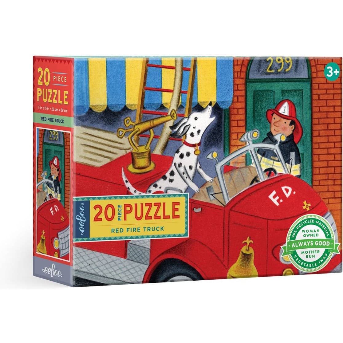 Eeboo Puzzle Red Fire Truck 20 pcs